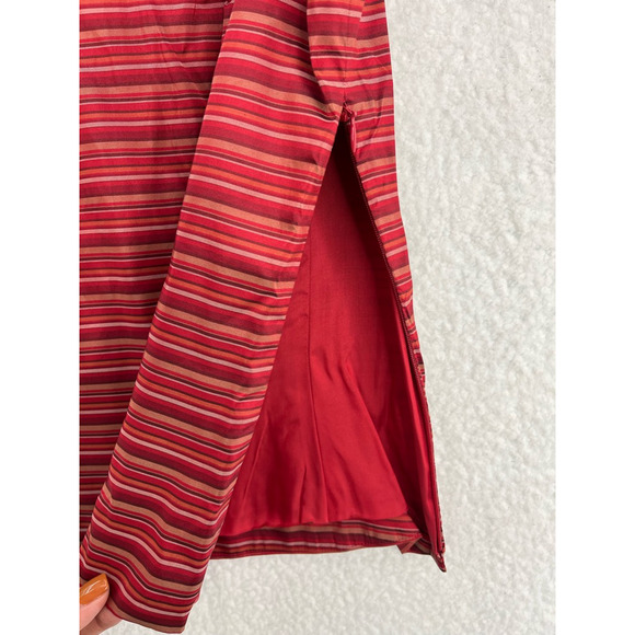 Ann Taylor Womens Tank Top Red Stripe Sleeveless Lined 100% Silk Petites 8P - Picture 4 of 6